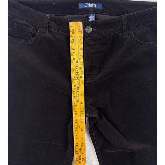 Chaps Denim Corduroy Pants Women 14 Brown Stretch Mid-Rise Classic Preppy - Picture 10 of 10